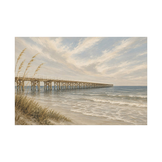 Coastal Pier Seascape Matte Canvas Print — Stretched Wall Art