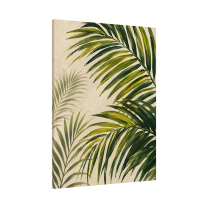 Canvas print with green palm leaves on a beige background