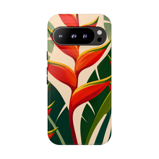 Tropical Heliconia Phone Case — Bold Red Floral Protective Cover