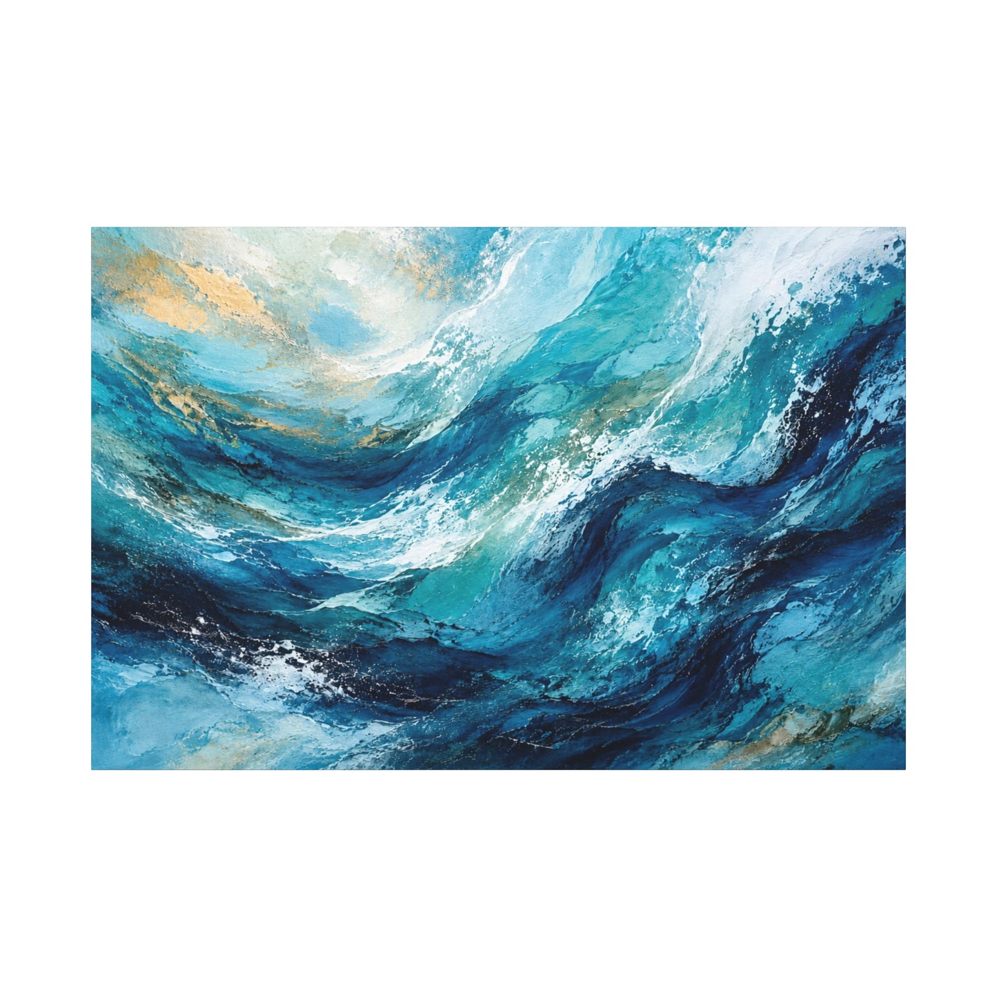 Ocean Wave Abstract Matte Canvas Print — Turquoise Coastal Wall Art, Stretched 1.25"