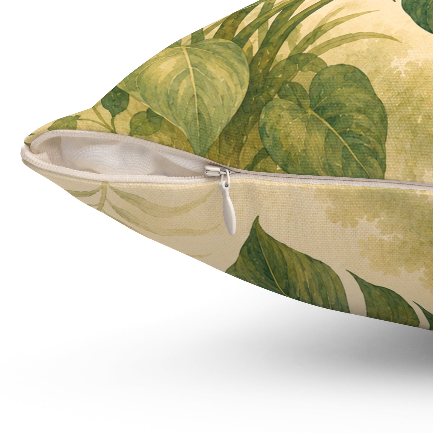 Monstera Leaf Tropical Throw Pillow — Botanical Green Pillow