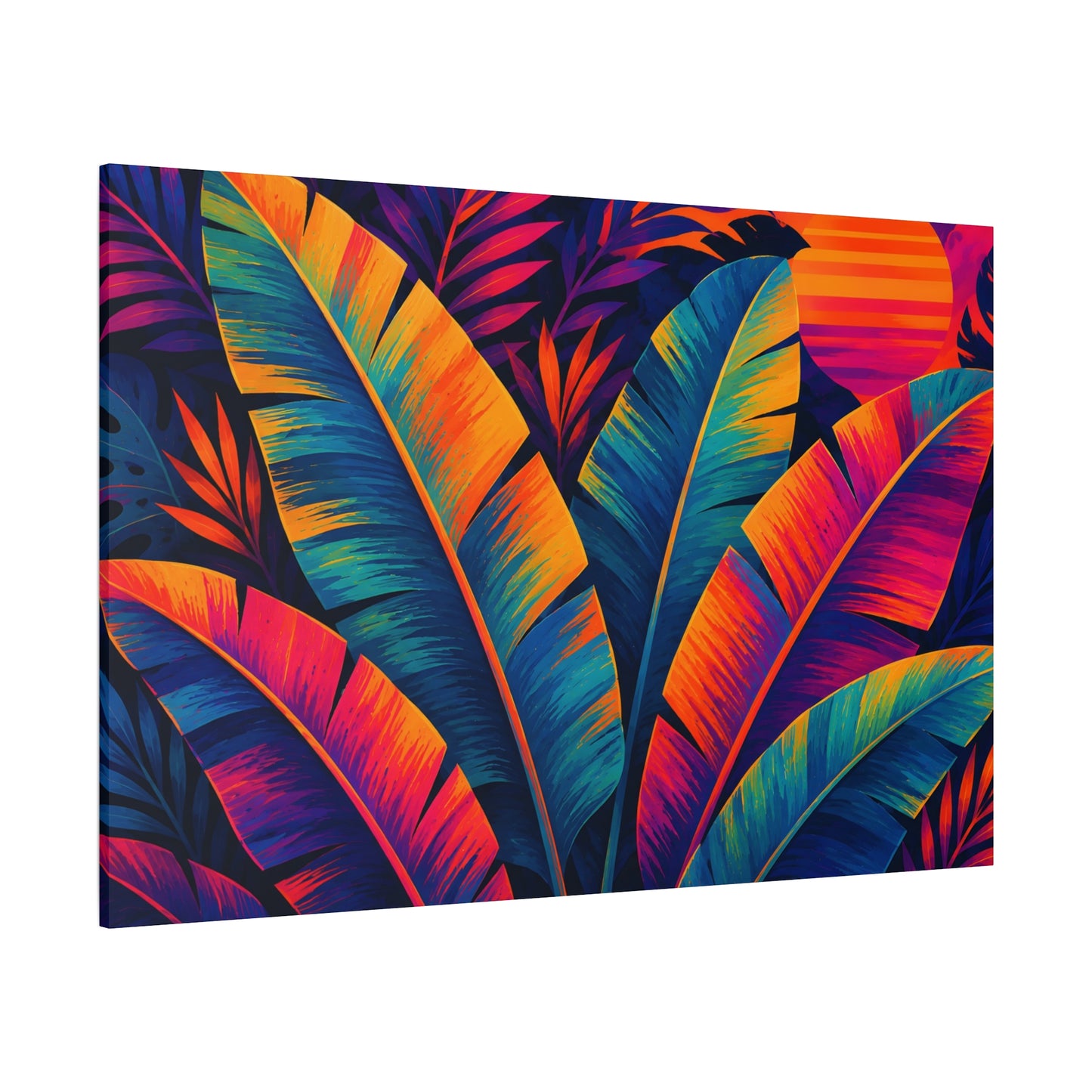 Colorful tropical leaf pattern on a white background