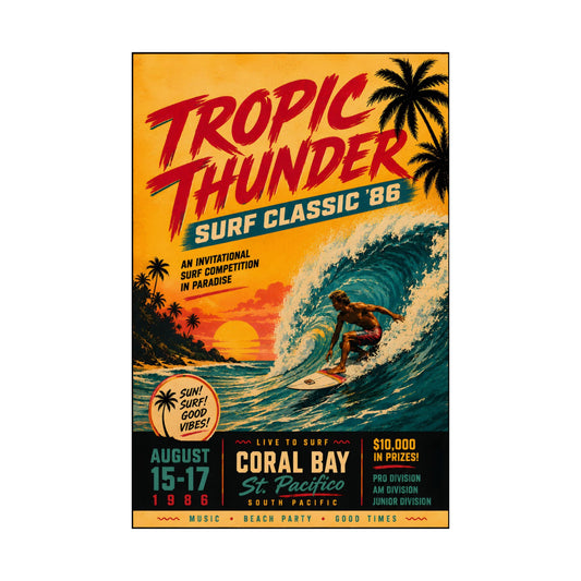 Surf Poster — "Tropic Thunder" Vintage Surf Classic Matte Poster