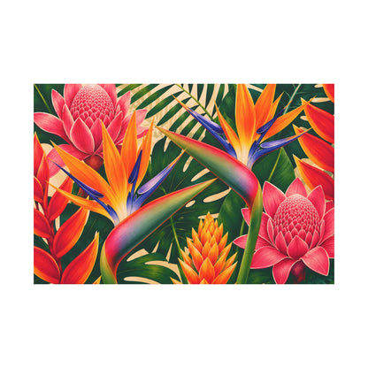 Tropical Floral Canvas Print — Vibrant Bird of Paradise Wall Art