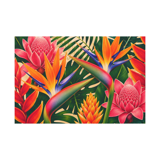 Tropical Floral Canvas Print — Vibrant Bird of Paradise Wall Art