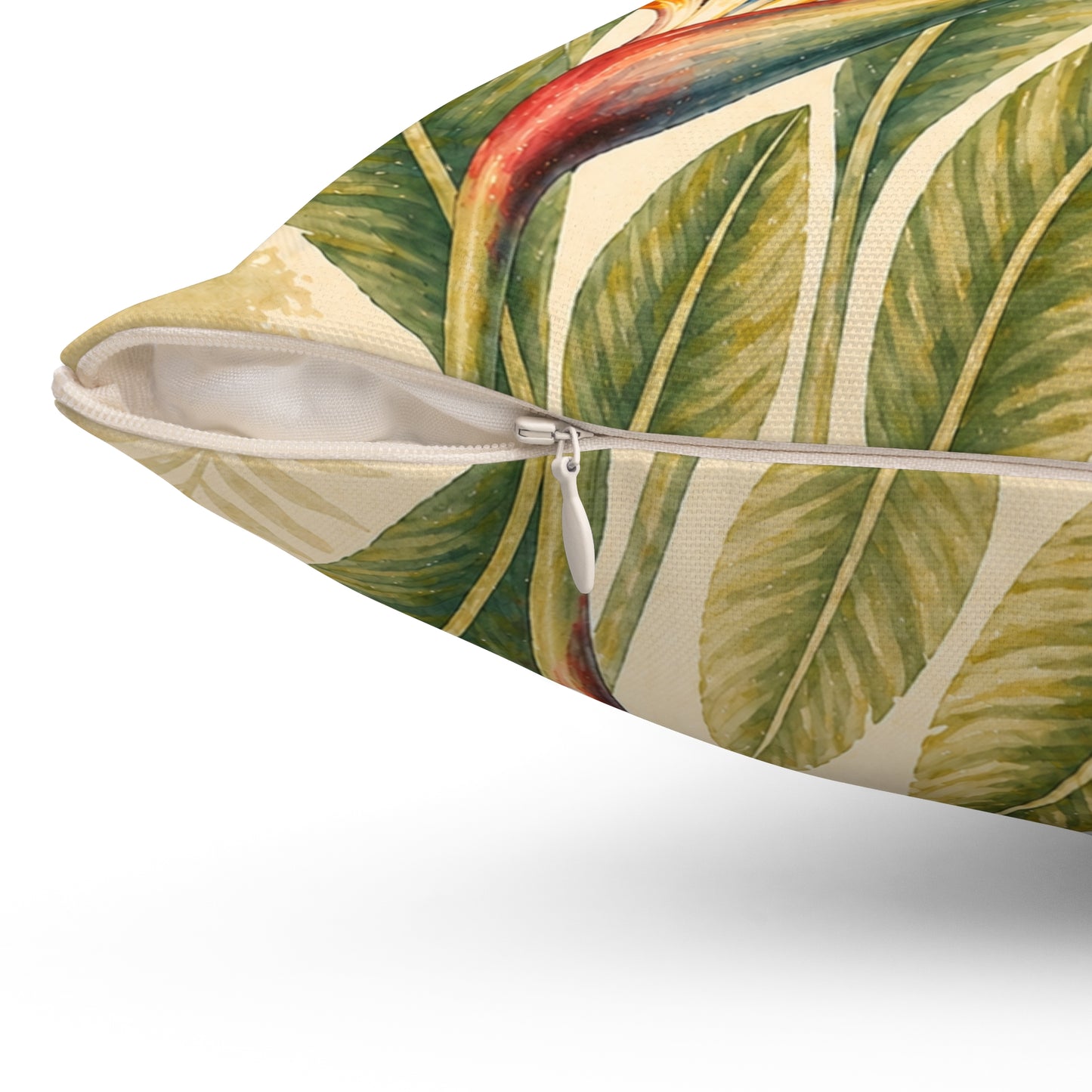 Tropical Bird of Paradise Throw Pillow — Botanical Decorative Accent for Living Room & Patio