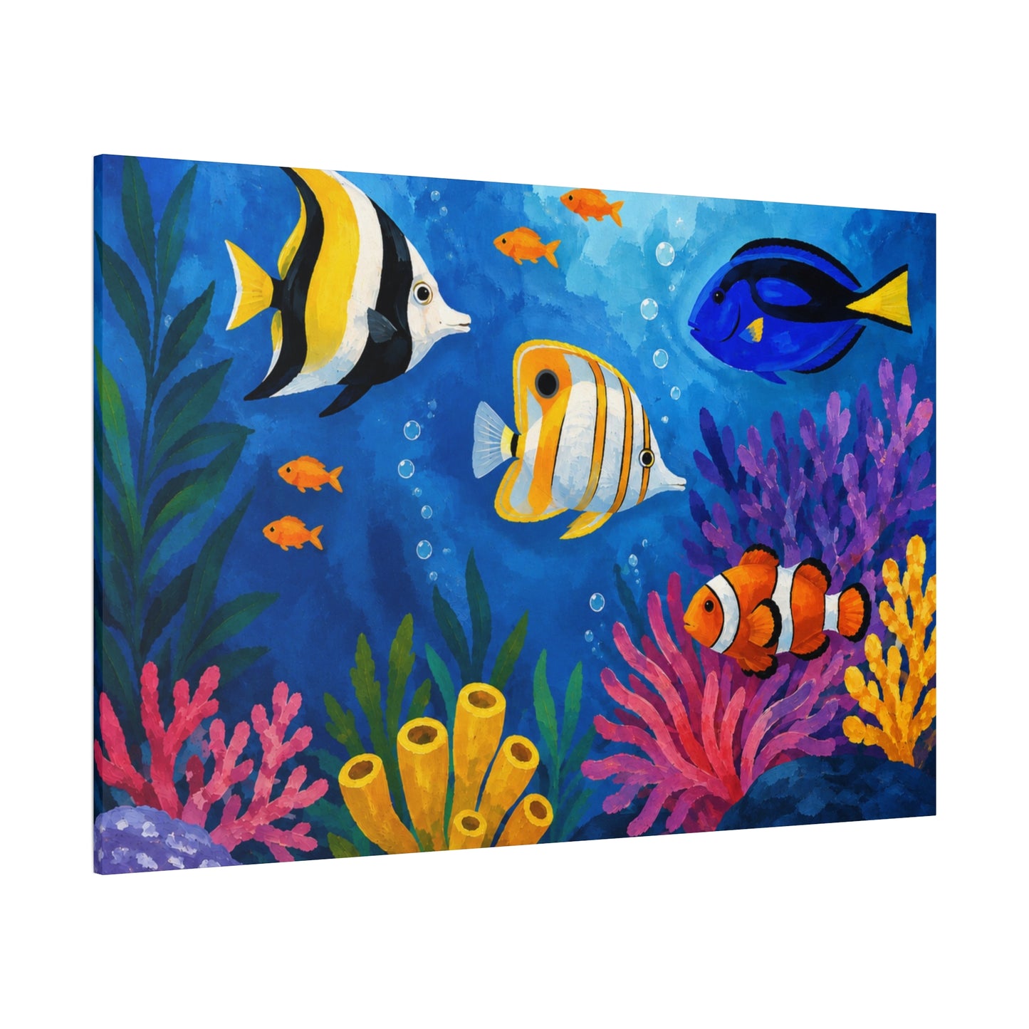 Colorful Tropical Fish Canvas Wall Art — Matte Stretched Ocean Reef Print