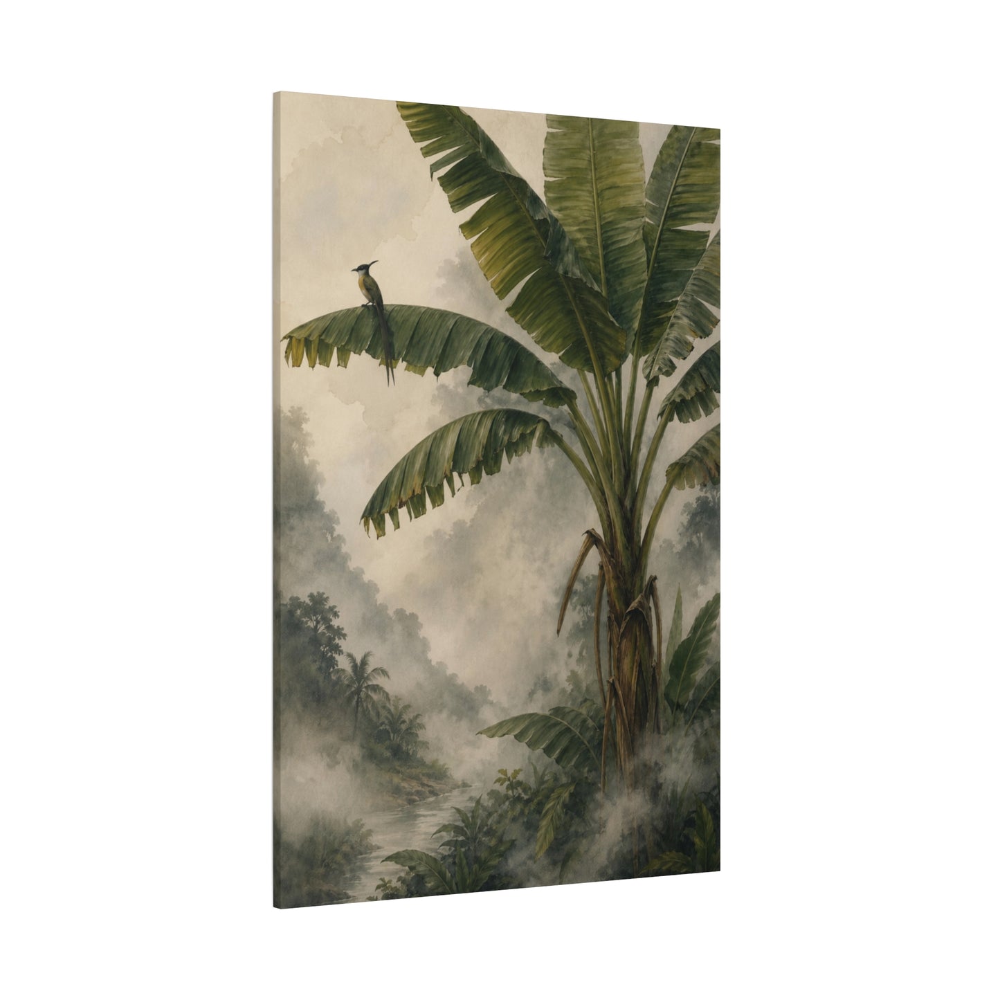 Tropical Banana Palm Canvas Wall Art — Vintage Jungle Mist Matte Print