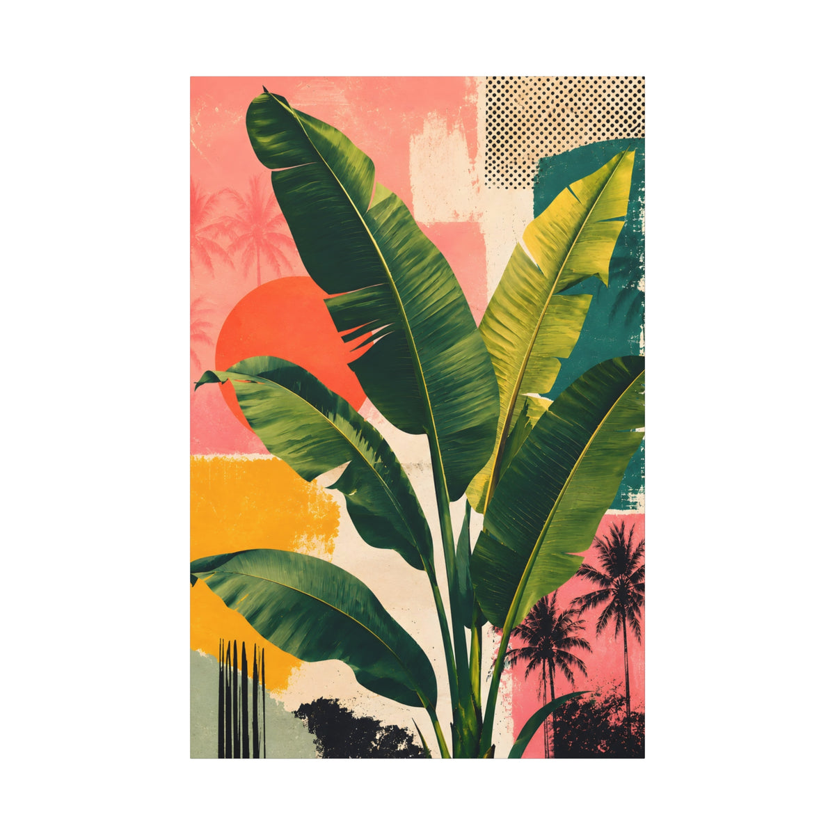 Tropical Banana Leaf Collage
