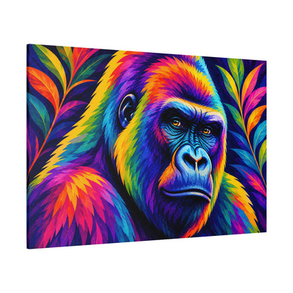 Vibrant Rainbow Gorilla Pop Art - Large Feature Canvas Print
