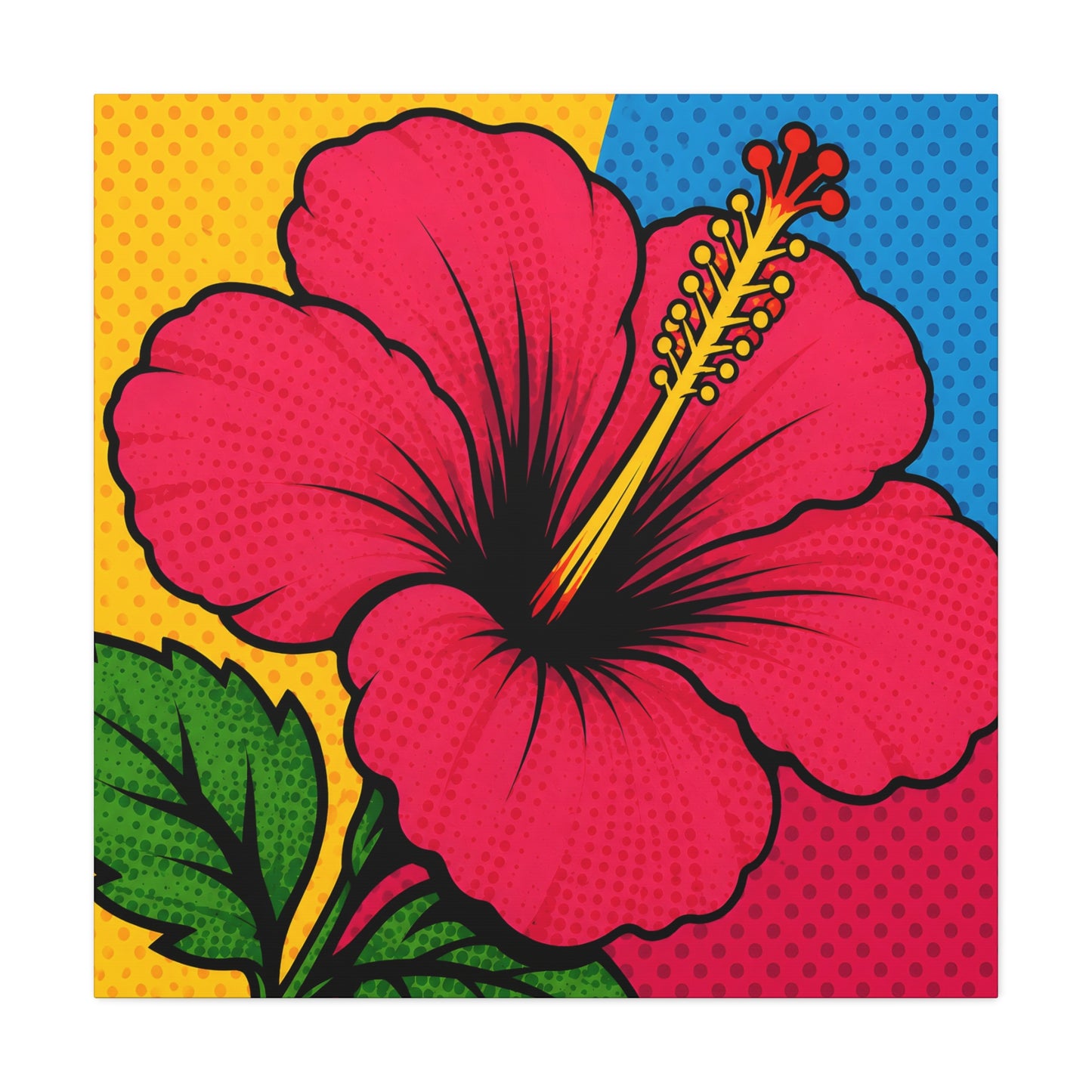 Pop Art Hibiscus Canvas Wall Art – Bright Tropical Flower Print