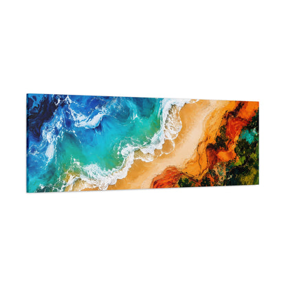 Coastal Shoreline Panoramic Canvas Print — Abstract Ocean Beach Wall Art