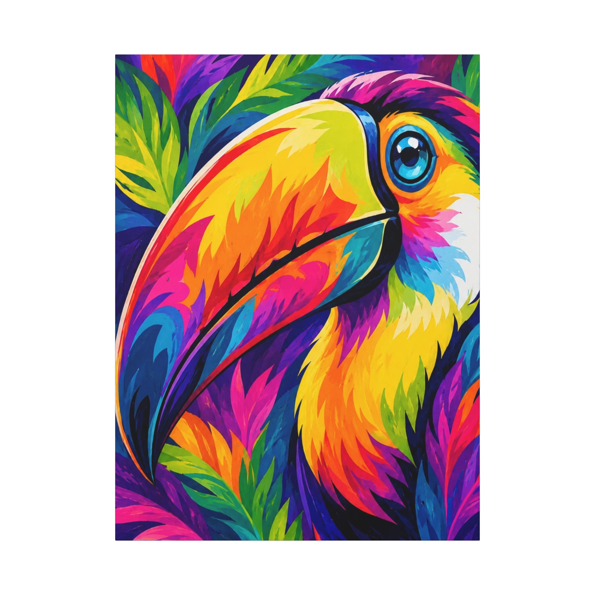 Colorful toucan illustration with a vibrant background