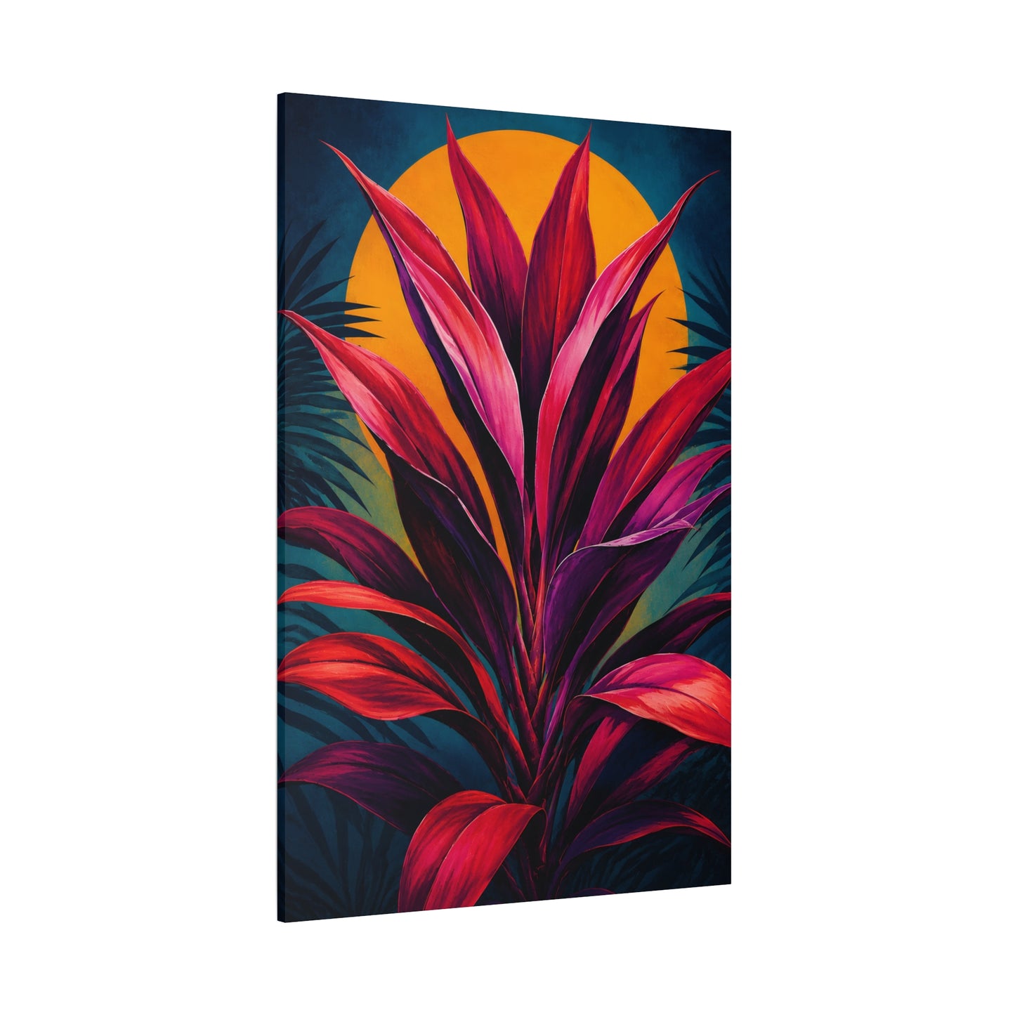 Tropical TI Plant Canvas Wall Art — Vibrant Red Cordyline Print on Matte Stretched Canvas