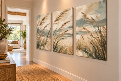 Coastal Reeds - 3 Panel Canvas Wall Art Set