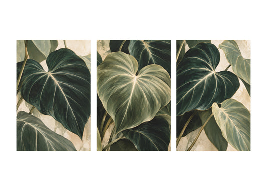 Philodendron Glory - 3 Panel Canvas Wall Art Set