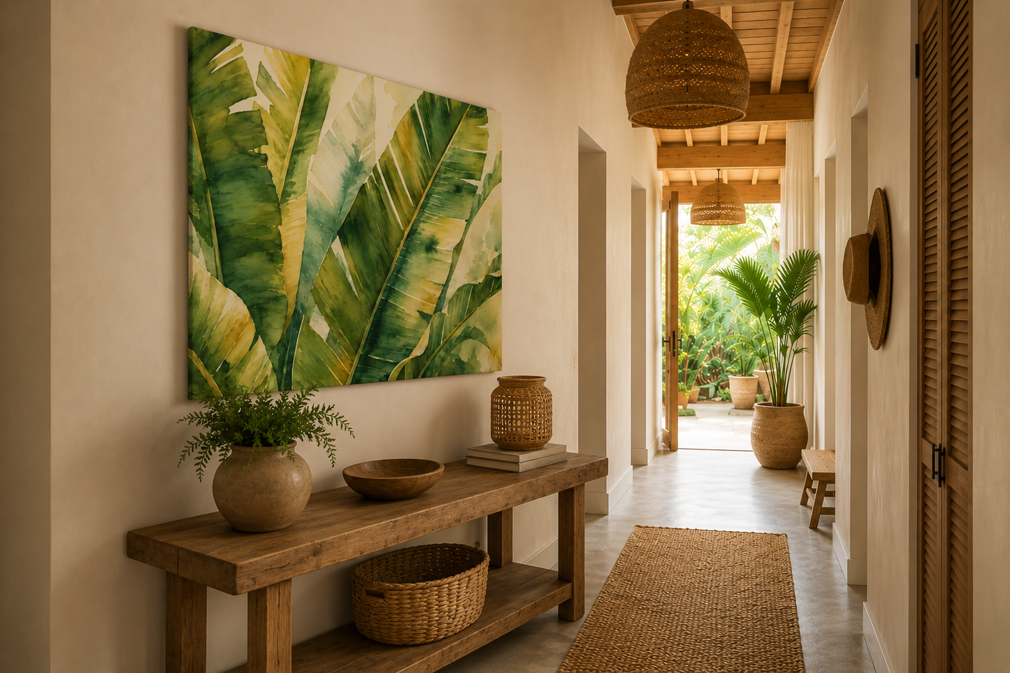 Tropical Banana Leaf Canvas Wall Art - Matte Stretched 1.25"