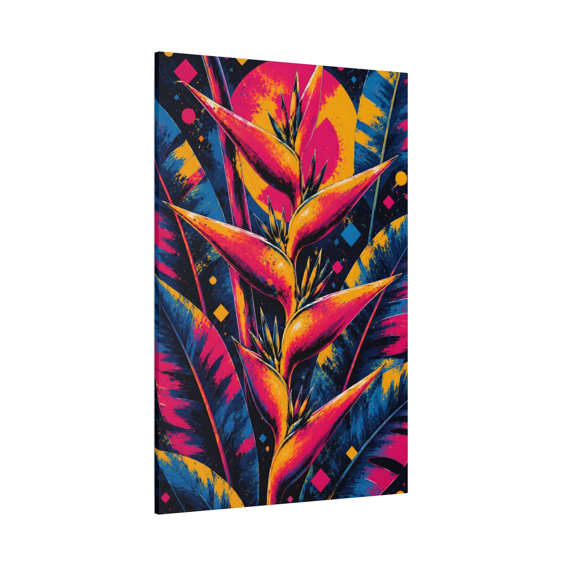 Colorful tropical plant design on a white background